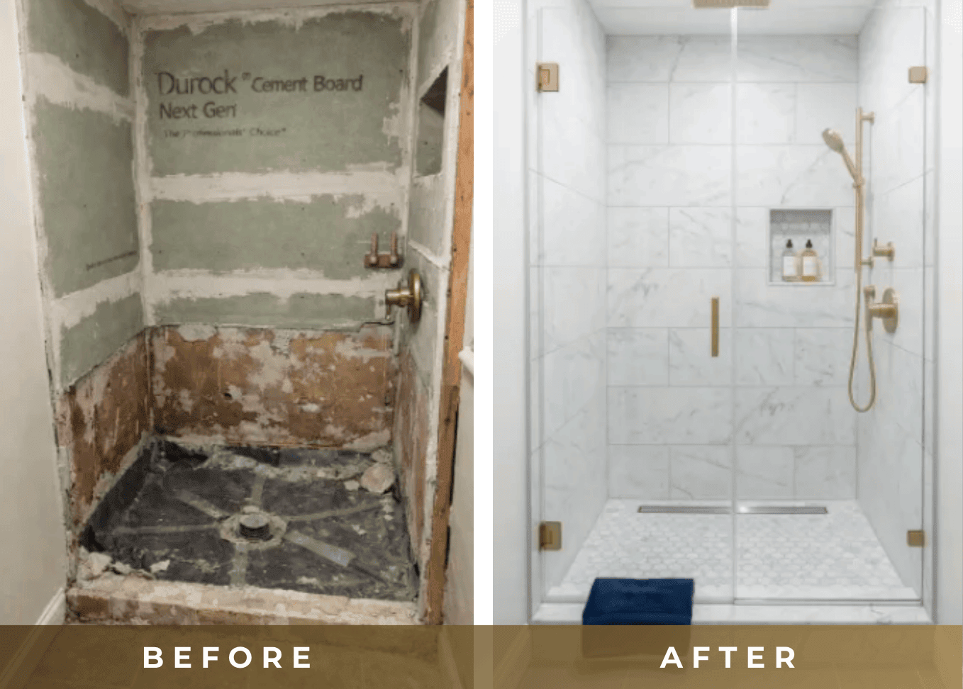 Before and After - Custom Walk-In Shower